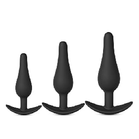 3 pcs Black Butt Plug (non vibrating) multi size