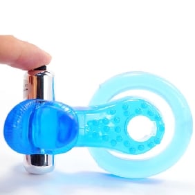 7 function blue vibrating cock ring